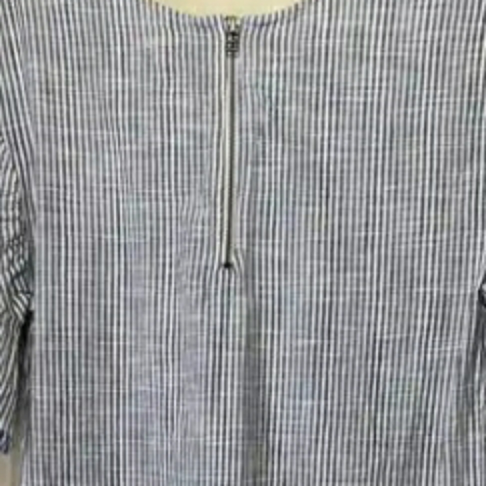 True Craft Blue & White Striped Tunic/Dress with Frayed Hems (fits like medium) - Picture 8 of 10